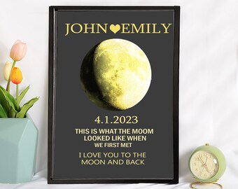 Personalized Moon Phase Frame, Mother's Day Gift, Wall Art, Wooden Frame, Moon Gift, Gift for Mom, Custom Moon Phase Print, Birthday Gift