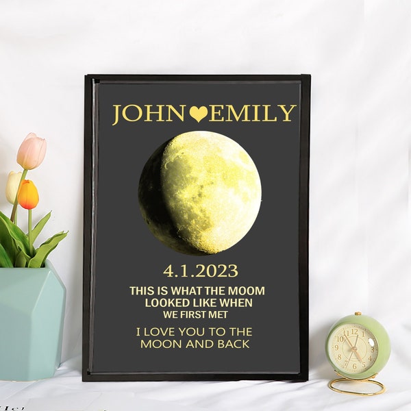 Personalized Moon Phase Frame, Mother's Day Gift, Wall Art, Wooden Frame, Moon Gift, Gift for Mom, Custom Moon Phase Print, Birthday Gift