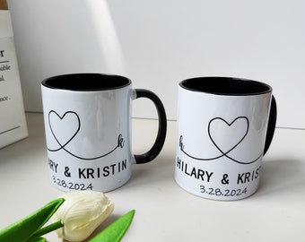 Personalisierter Mr and Mrs Mug, Hochzeitsbecher, Hochzeitsgeschenk, Paarkaffeetasse, Verlobungsgeschenk, Brautpartygeschenk, Geburtstagsgeschenk