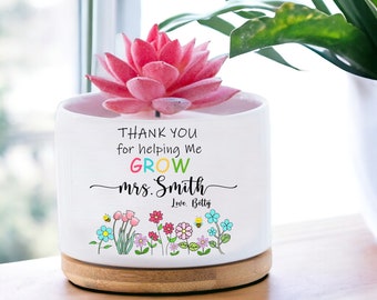 Personalized Teacher Flower Pot, Thank You Gift For Teacher, Teacher Name Plant Pot, Ceramic Pot, Teacher Appreciation Gift, Birthday Gift