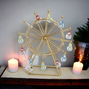 Personalized Snowman Ferris Wheel, Custom Table Lamp, Home Decoration, Home Ornaments, Holiday Decor, Mini Ferris Wheel, Family Gift for Mom