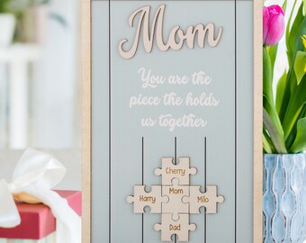 Custom Mothers Day Puzzle Sign, Gift for Mom, Wooden Plaque, Puzzle Pieces Gift, Home Decor, Mother's Day Gift, Dad Sign, Birthday Gift