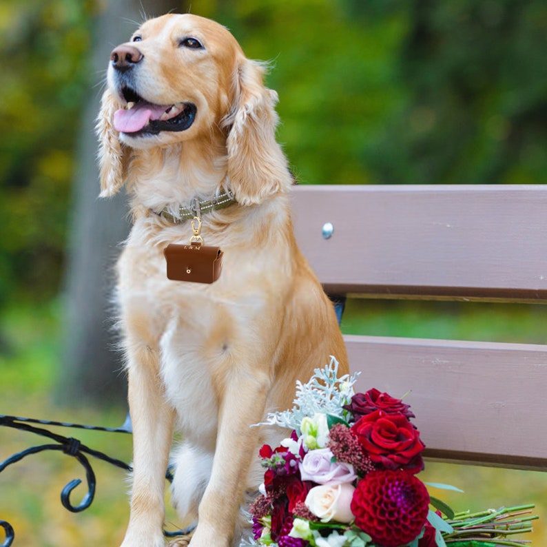 Personalisierte Hochzeit Ring Träger Tasche für Hunde, Hund Ring Träger, Hochzeit Ring Halter, Leder Ring Box, Vorschlag Ring Träger, Geschenk für sie Bild 3