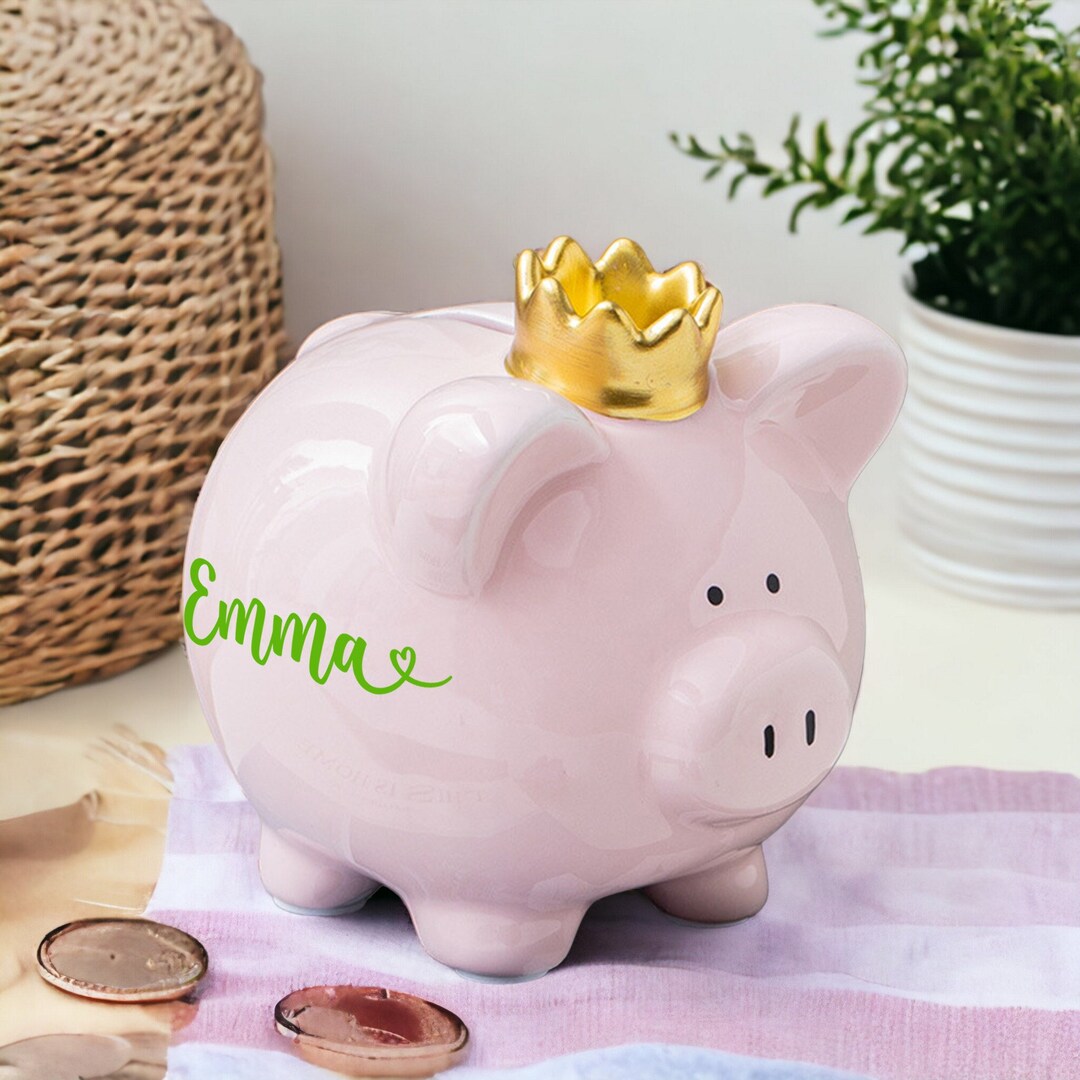 Custom Ceramics Piggy Bank Baby Shower Gift Personalized Pig Etsy