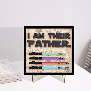 Soy su signo de padre, regalo personalizado para papá, signo de sable de luz personalizado, regalo del día del padre, regalo personalizado, placa de madera, regalo de cumpleaños