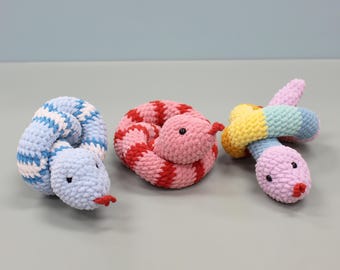 Snake Plush Toy, Handmade Crochet Stuffed Animal
