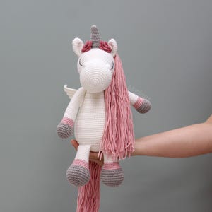 Unicorn rochet Plush: Pink & White Crochet Pegasus