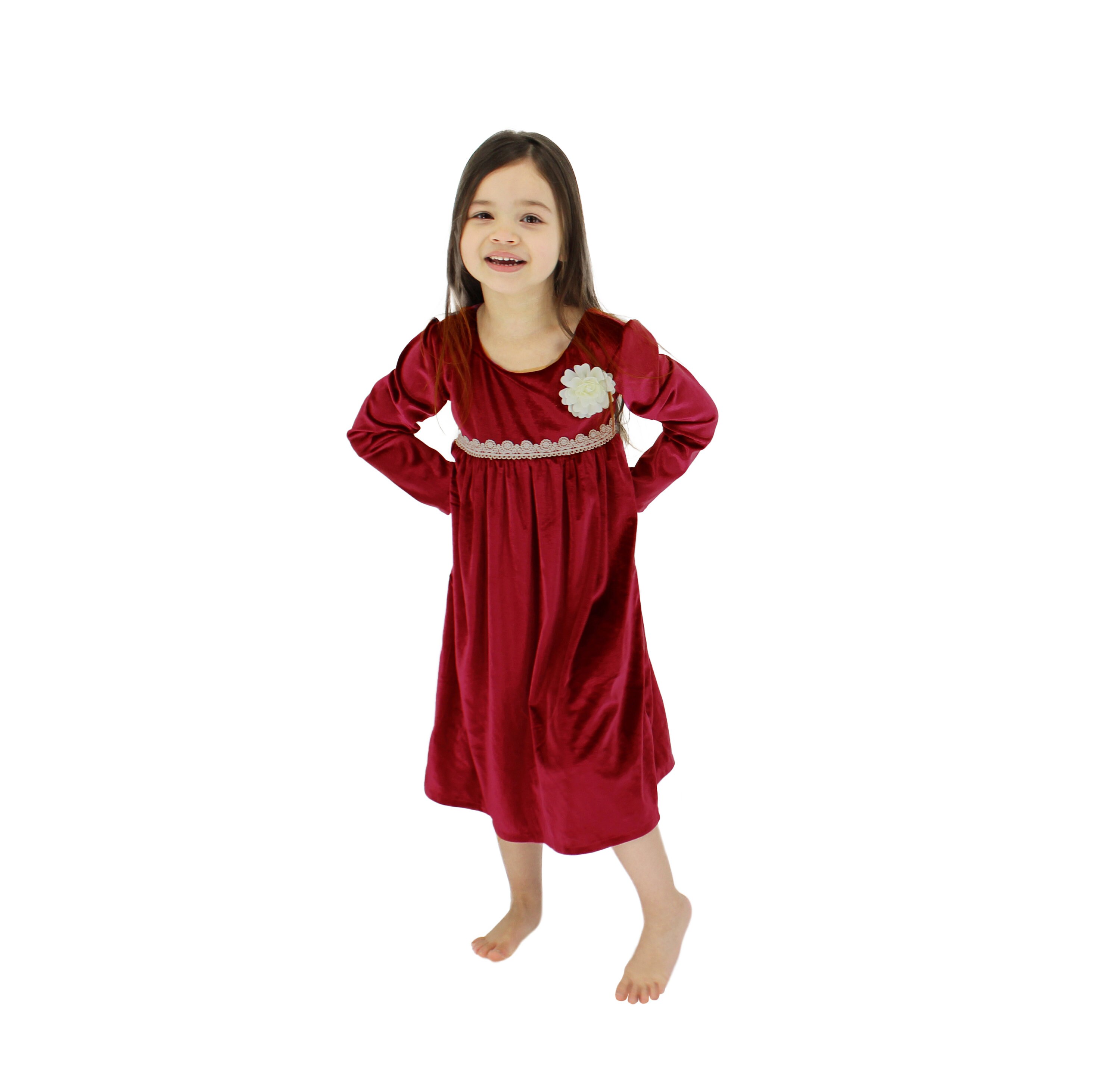 Girl Velvet Dress Red High Quality Velvet Etsy