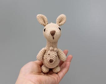 Crochet Kangaroo Plush, Kangaroo Ornament and Keychain, Amigurumi Kangaroo, Car Hanging Plush, Desert Animal Plush, Holiday Gift