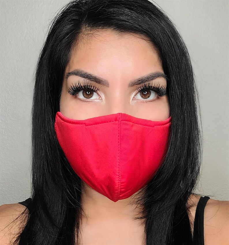 THIN Lightweight Spandex Adult Regular Solid Color - High Quality 3 Layer Fabric Mask With Built-in Nose Wire - US Inventory 