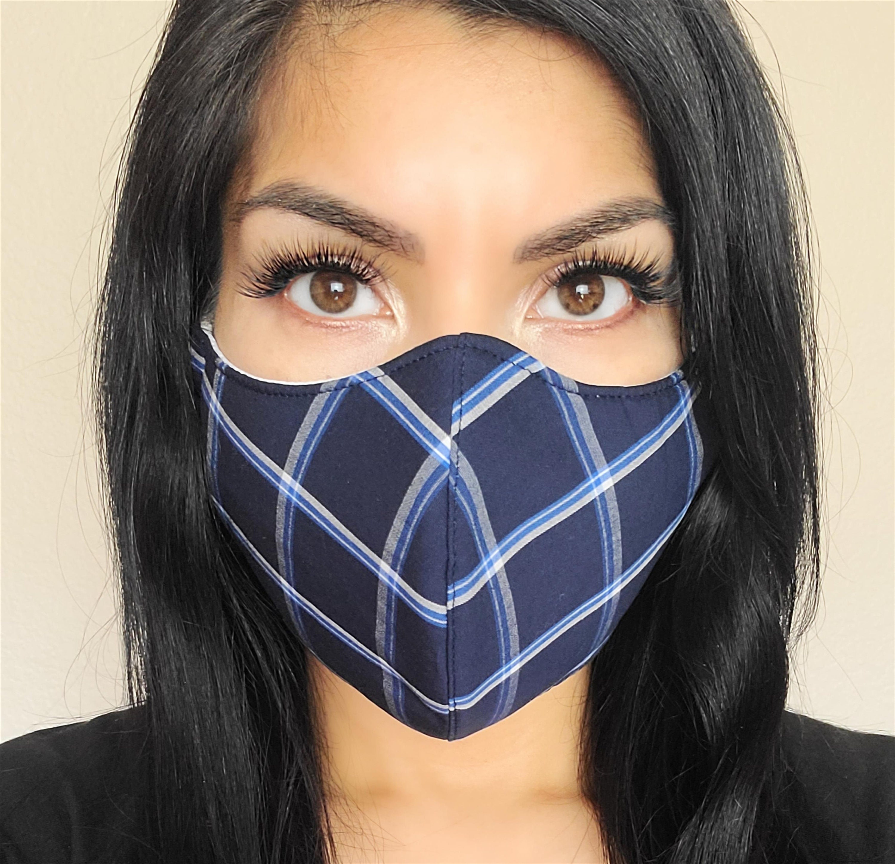 Face Mask Adult Regular Checker/ Plaid - High Quality 3 Layer Fabric …