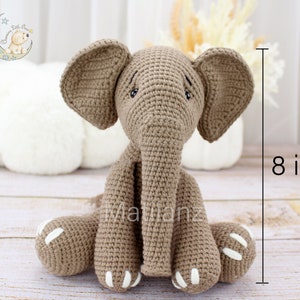 Crochet Elephant, amigurumi elephant, gray elephant plush, elephant plush, elephant gift for kid, collectable stuffed animal, 8 inches elephant