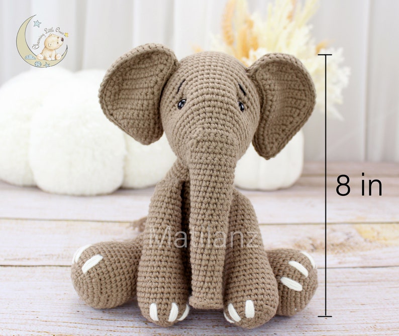 Crochet Elephant, amigurumi elephant, gray elephant plush, elephant plush, elephant gift for kid, collectable stuffed animal, 8 inches elephant