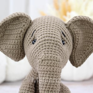 Crochet Elephant, amigurumi elephant, gray elephant plush, elephant plush, elephant gift for kid, collectable stuffed animal,