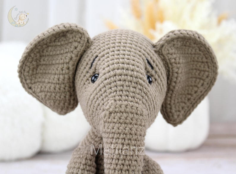 Crochet Elephant, amigurumi elephant, gray elephant plush, elephant plush, elephant gift for kid, collectable stuffed animal,