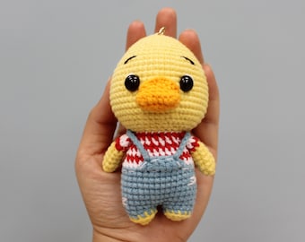 Duck Keychain, Duck Ornament and Car Hanger Plush, Handmade Crochet Amigurumi Nautical Nautical Ornament & Bag Charm