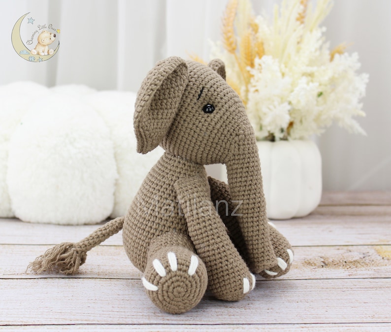Crochet Elephant, amigurumi elephant, gray elephant plush, elephant plush, elephant gift for kid, collectable stuffed animal,