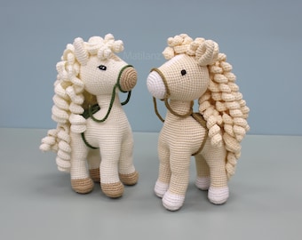 Horse Plushie, Handmade Crochet Amigurumi Stuffed Animal, White