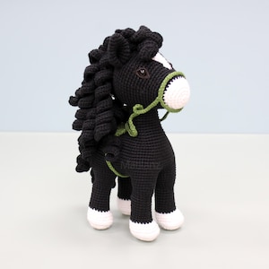 Crochet Horse Plush, Amigurumi Horse Stuffed Animal with Crocheted Halter, Horse Lover Gift, Christmas Gift