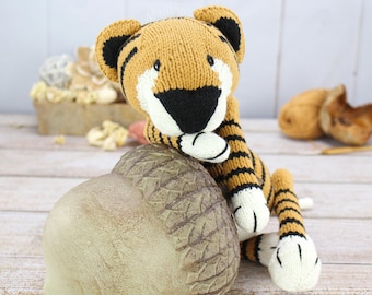 Knitted Tiger Plush, Handmade Amigurumi Stuffed Animal