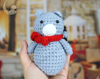 Crochet Raccoon Ornament, Handmade Christmas Tree Decoration, Amigurumi Raccoon Plush, Woodland Holiday Decor, Trash Panda Gift