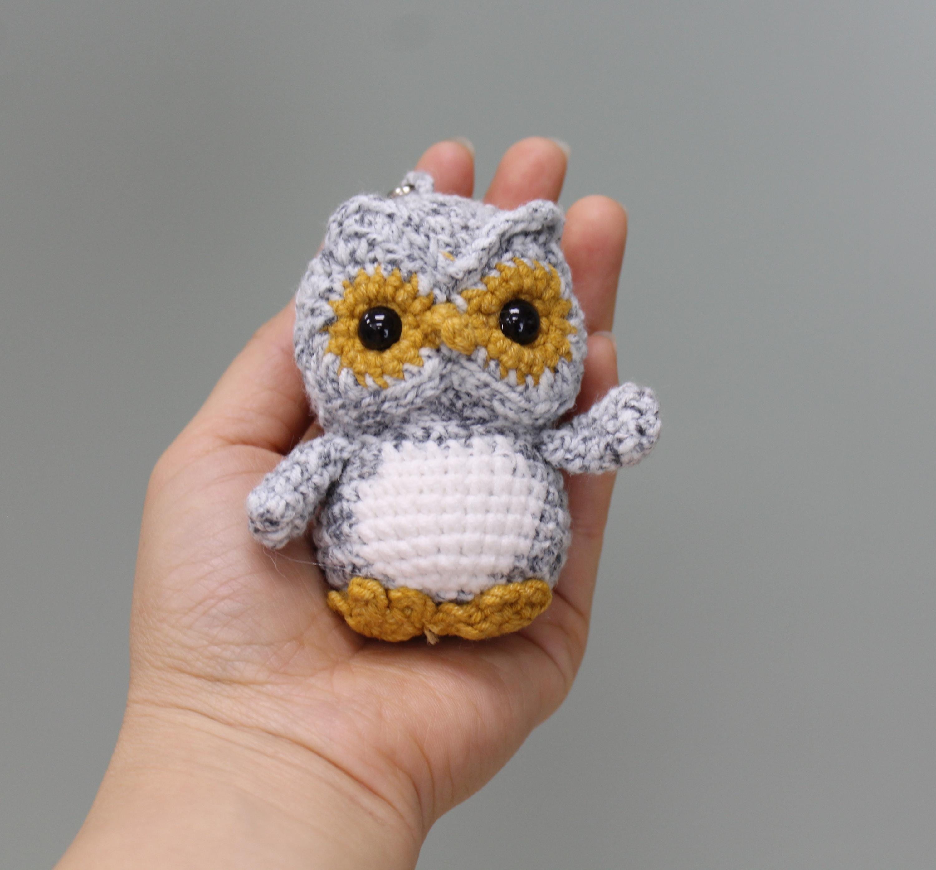 Owl Ornament Plush, Owl Keychain, Snowy Owl Plushies, Bird Bag Charm, Mini Owl Plush, Handmade Croch