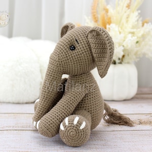 Crochet Elephant, amigurumi elephant, gray elephant plush, elephant plush, elephant gift for kid, collectable stuffed animal,