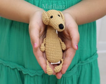Crochet Dachshund Keychain: Handmade Bag Charm
