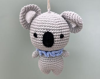 Amigurumi Koala Plush Keychain | Small Crochet Animal Bag Charm | Handmade Car Hanger & Nursery Decor | Gift for Kids