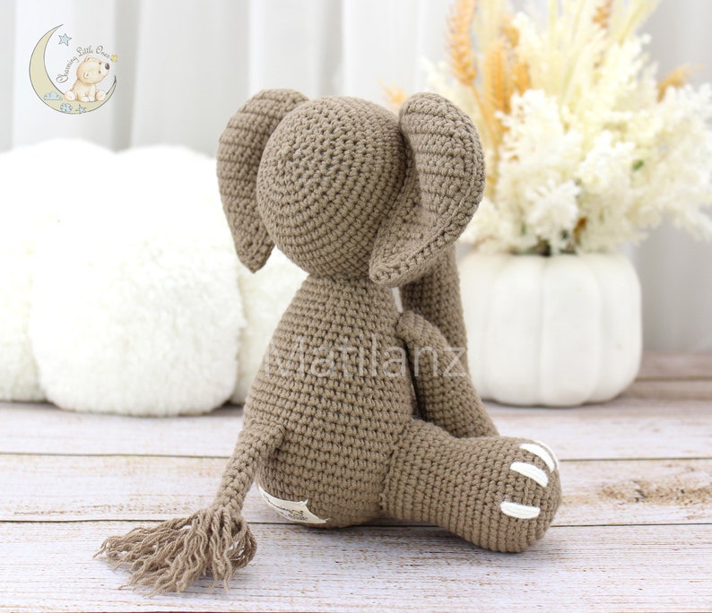 Crochet Elephant, amigurumi elephant, gray elephant plush, elephant plush, elephant gift for kid, collectable stuffed animal,