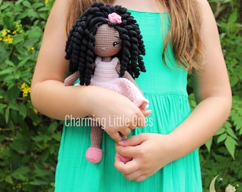 African American Crochet Doll: Handmade Amigurumi Toy