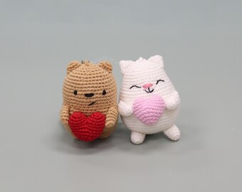 Valentine Plush Keychain: Handmade Amigurumi Bag Charm