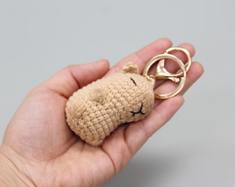 Capybara Keychain: Handmade Crochet Plush Bag Charm