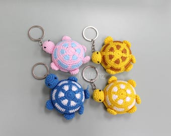 Crochet Turtle Measure Tape Keychain, Plush Keychain, Unique Gift for Mom, Gift for Her, Retractable Dual Sided Sewing Tape, Turtle Gift