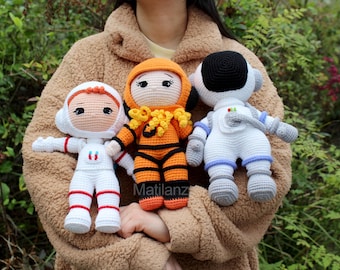 Astronaut Plush, Handmade Crochet Amigurumi Doll, Soft Plushie, Space Gift