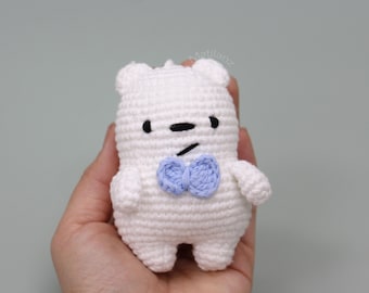 Squishy Bear Plush, Mini Stuffed Animal, Crochet Bear, Handmade Amigurumi Backpack Charm, Small Plushie for Friend, Friendship Gift