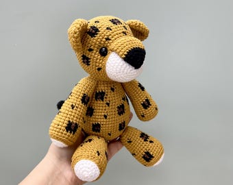 Crochet Leopard Plush, Amigurumi Toy, Handmade Plush, Birthday Gift for Kids, First Birthday Gifts