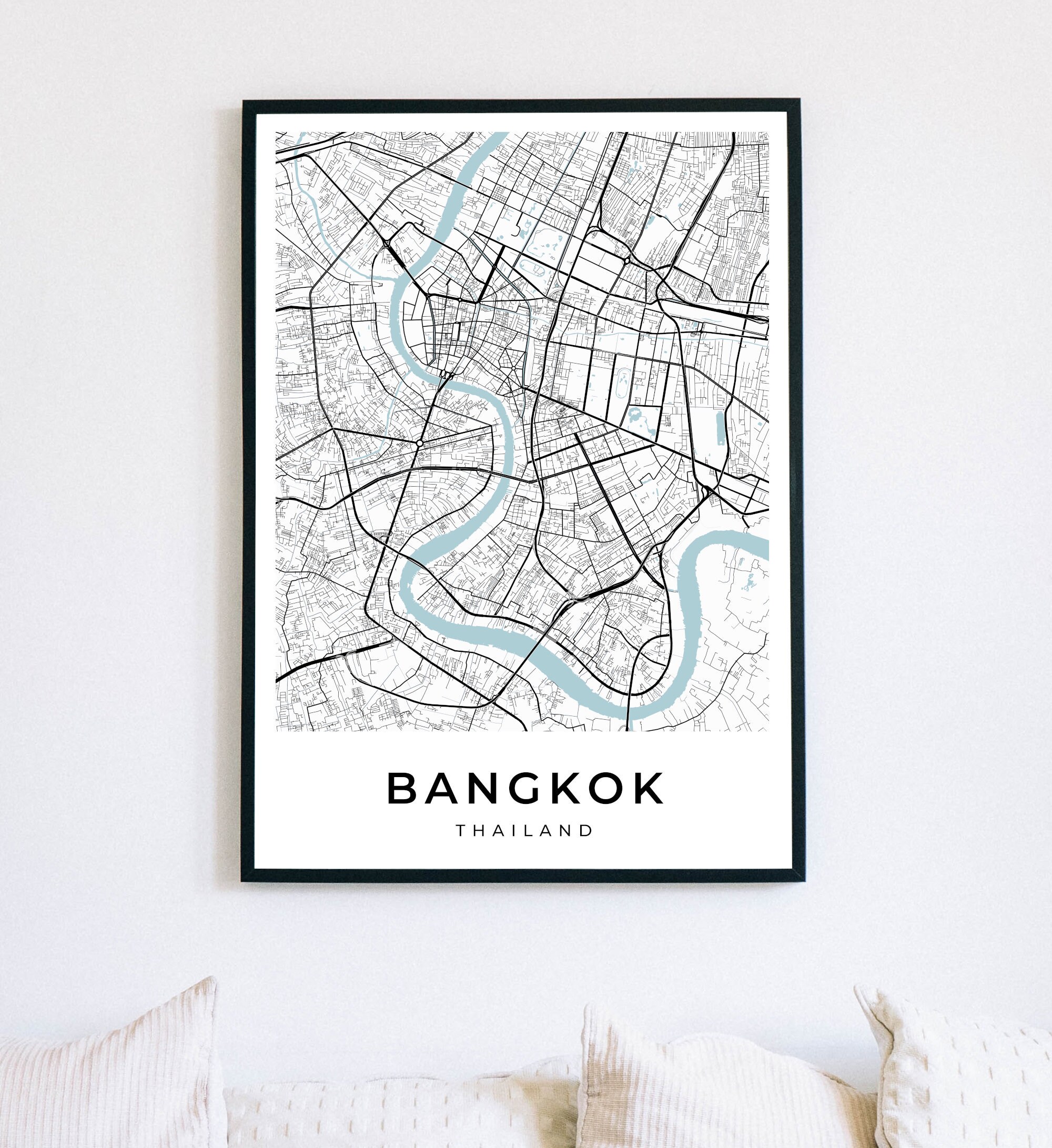 Wall Décor Prints Bangkok Poster,Bangkok Map Print,Bangkok Coordinates,Thailand Print,Bangkok