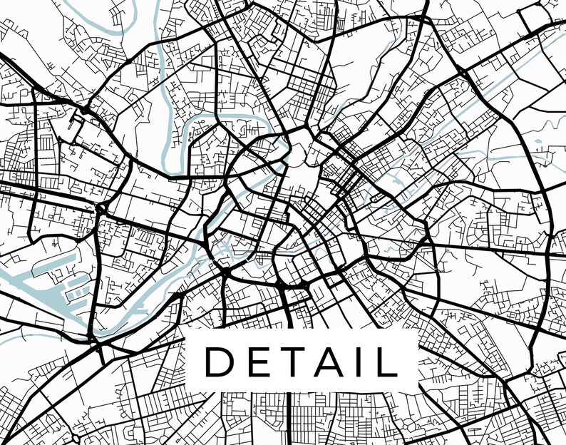 Manchester map print Manchester print Manchester art black Etsy