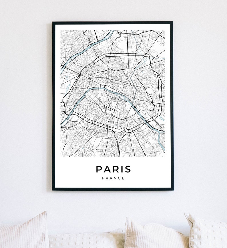 Paris Map Print Paris Print Paris Poster Paris Wall Art - Etsy
