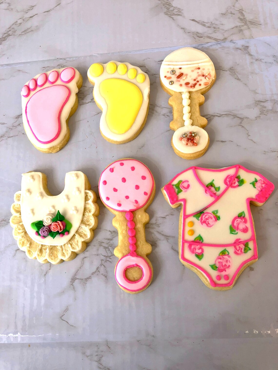Baby Shower Pink Girl Custom Cookies FREE SHIPPING Onesies Etsy