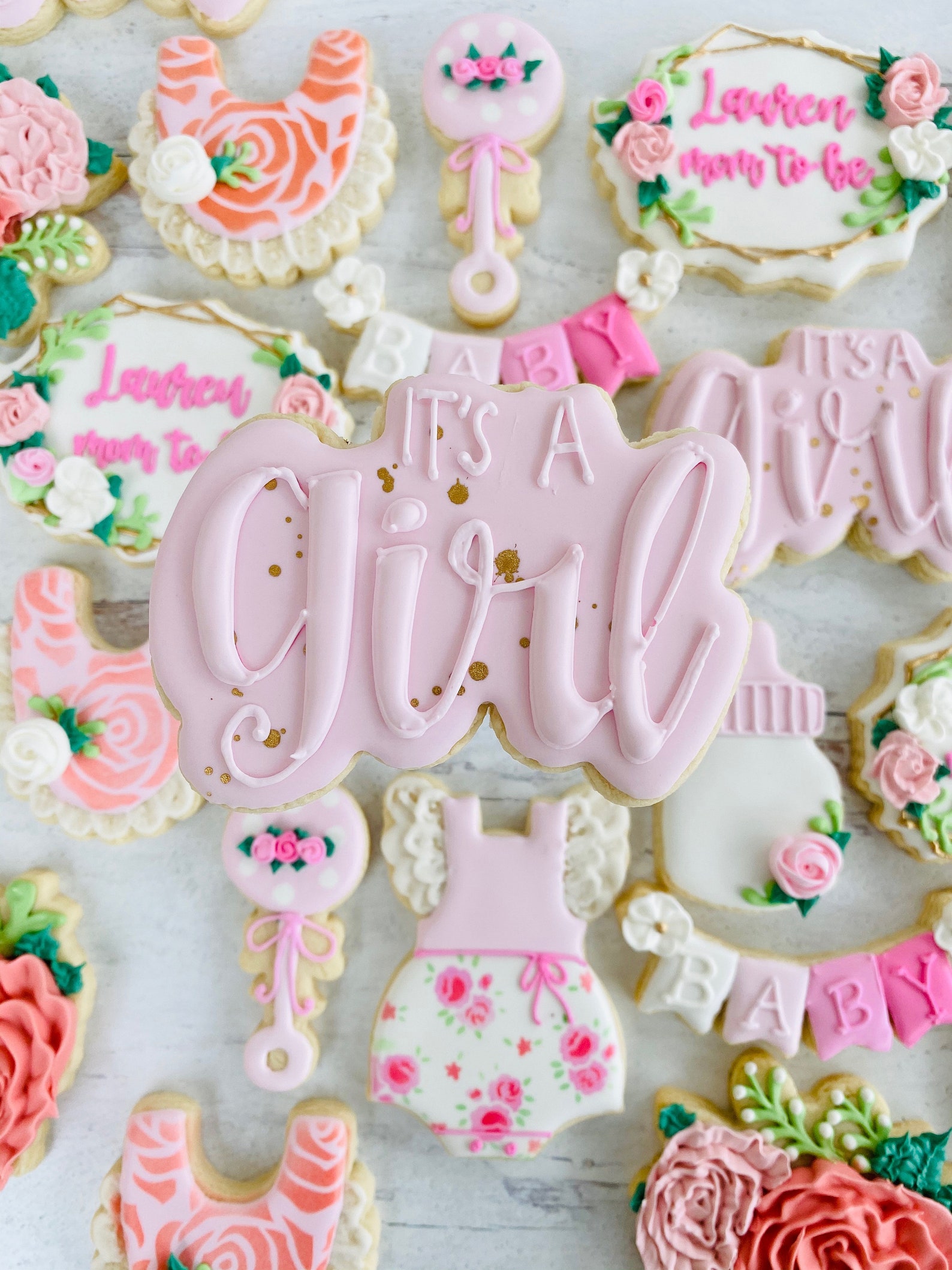 Pink Baby Shower Cookies It's a Girl FREE SHIPPING Etsy