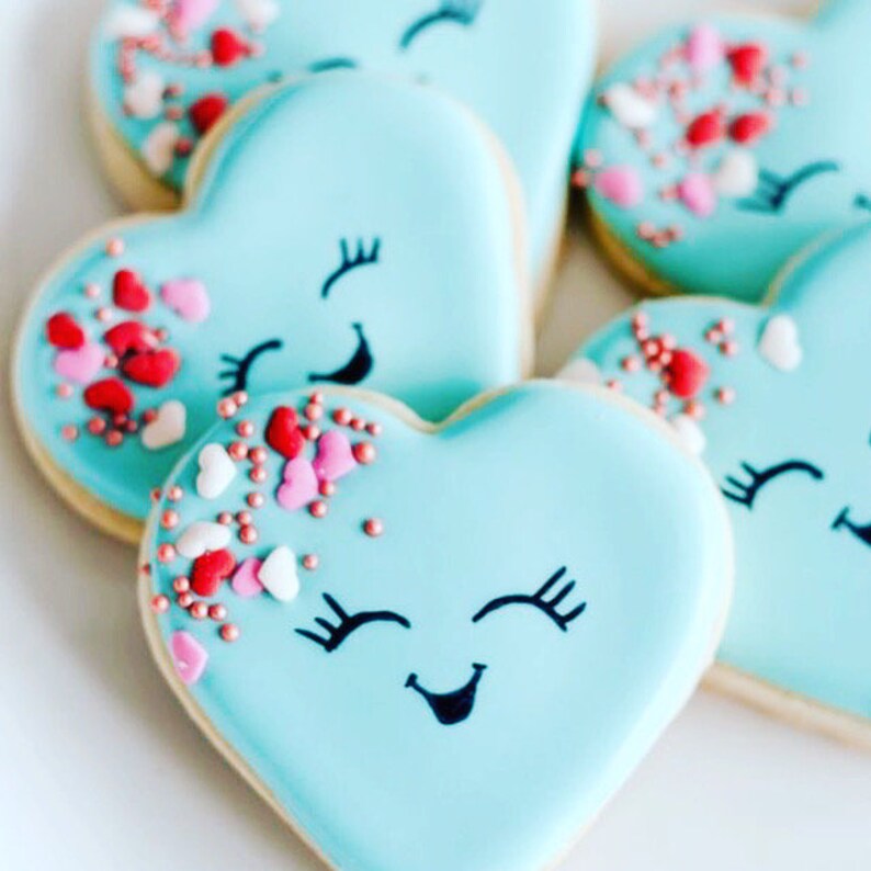 Hearts Smiles Decorated Cookies FREE SHIPPING Valentine image 1