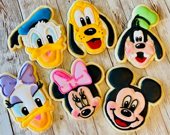 Mickey and Friends Custom Decorated Cookies FREE SHIPPING   Pluto, Donald Duck, Goofy, Minnie Mouse, Daisy Duck