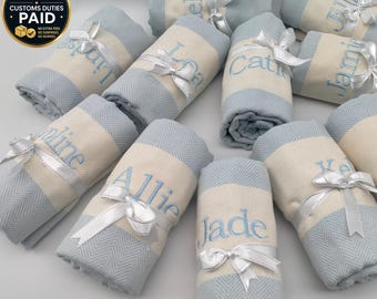 Bachelorette Party Favor, türkisches Handtuch aus Baumwolle, personalisiertes Geschenktuch, individuelles Hochzeitsgeschenk, Strandtuch, Brautjungferngeschenke, Partygeschenke