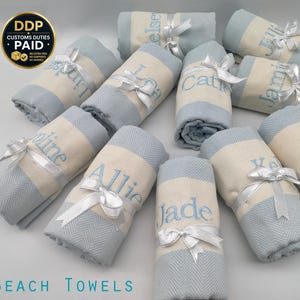 Personlig present, strandhandduk, stranddekor, handduk till brudduschen, möhippa, present till henne, brudtärnepresent, bröllopspresent