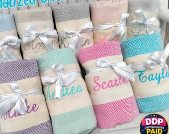 Personalized Beach Towel, Bachelorette Party Favor, Beach Decor, Personalized Gift, Bridesmaid Gift, Wedding Gift, Bridal Shower Gift