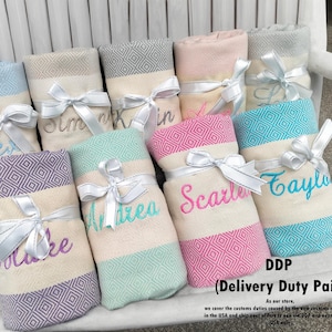 Bachelorette Party Favor, Turkish Towel, Beach vacation Gifts, Custom Wedding Gift, Gift for her, Personalized Gift, Bridesmaid Beach Towel