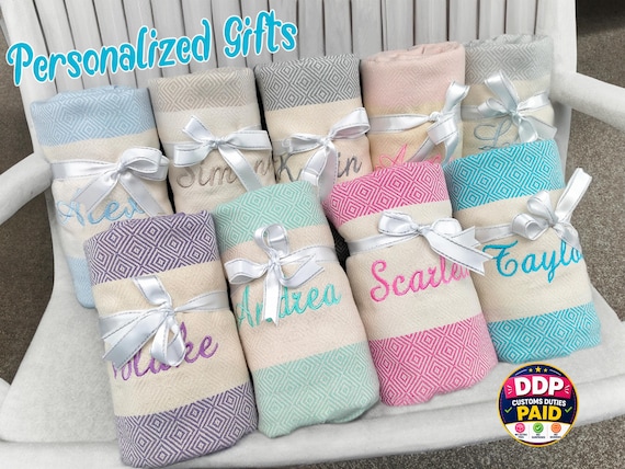Bachelorette Party Favor, Personalized Turkish Beach Towel, Wedding Gift, Personalized Gift, Gift for Her, Bridesmaid Gift, Beach Decor