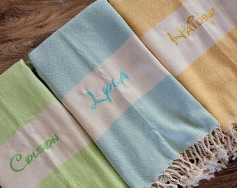 Turkish Beach Towel, Personalized Gift, Bachelorette Party Favor, Bridesmaid Gift, Beach Decor, Wedding Gift, Party Favor